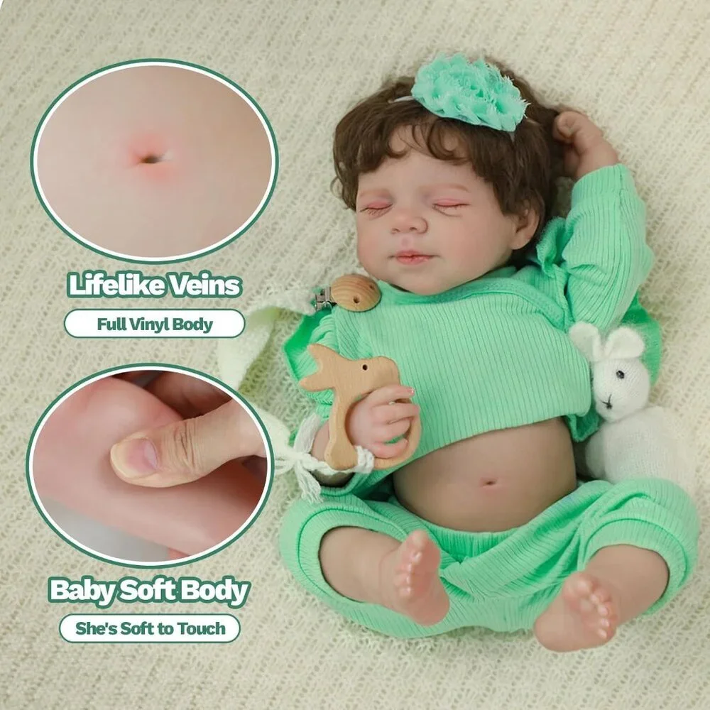 🆕18Inch Full Platinum Silicone Reborn Baby Doll Girl Realistic Newborn Sleeping